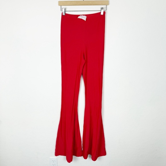 Selkie high waisted flare bell bottoms in vamp red - Picture 3 of 7